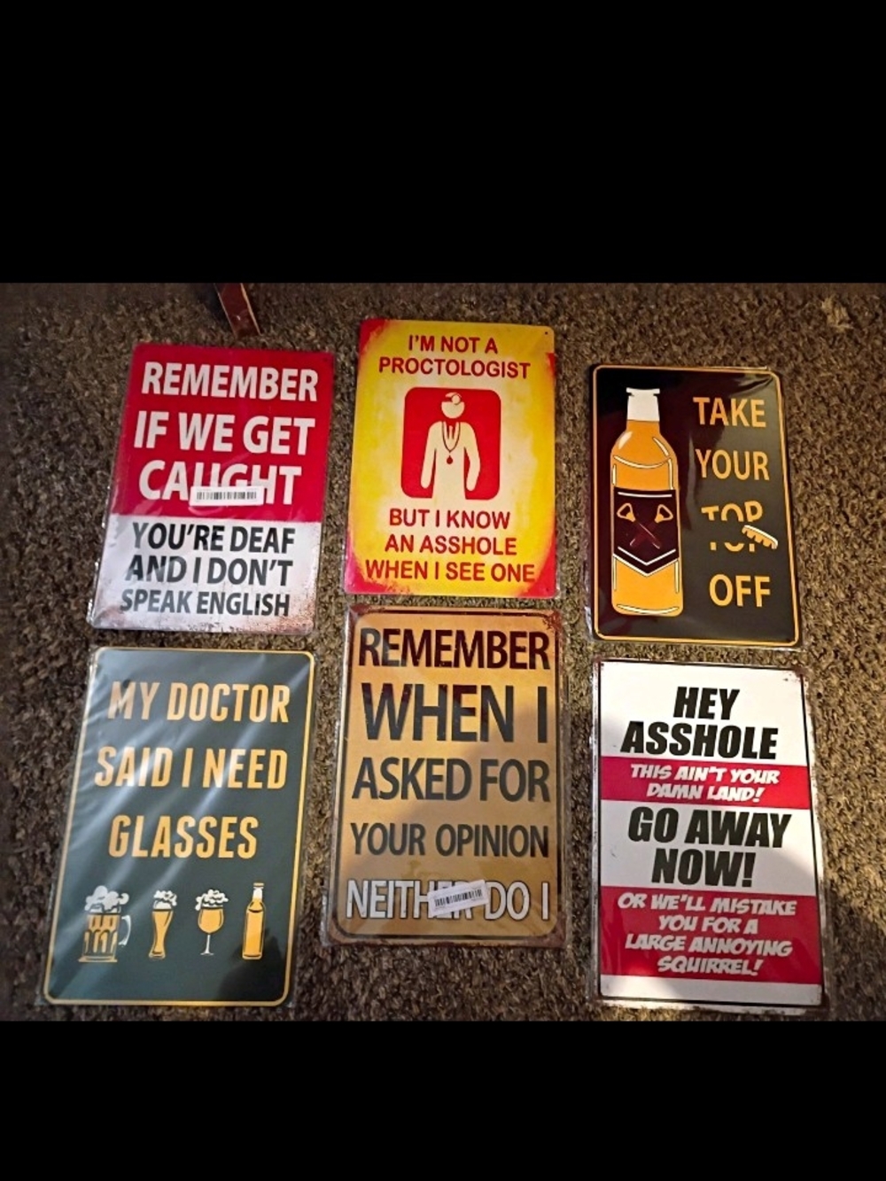 Vintage-Style Humorous Wall Art Signs - Mixed Colors